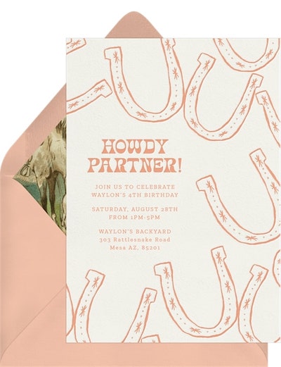 西方主題晚會：Howdy Partner Invitation