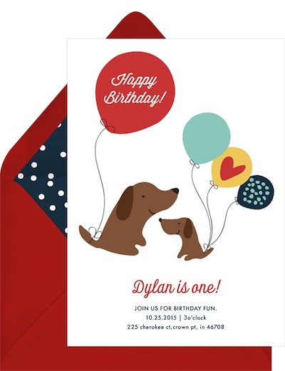 狗生日請柬：生日小狗請柬