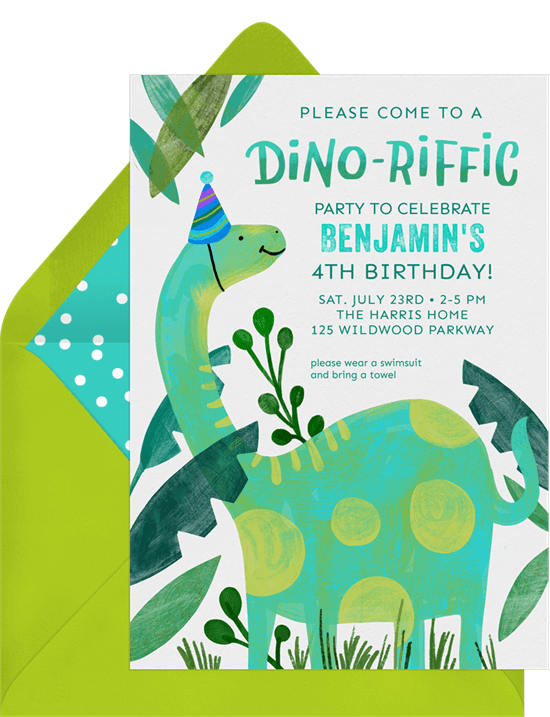 恐龍生日請柬：Dino-Riffic Invitation
