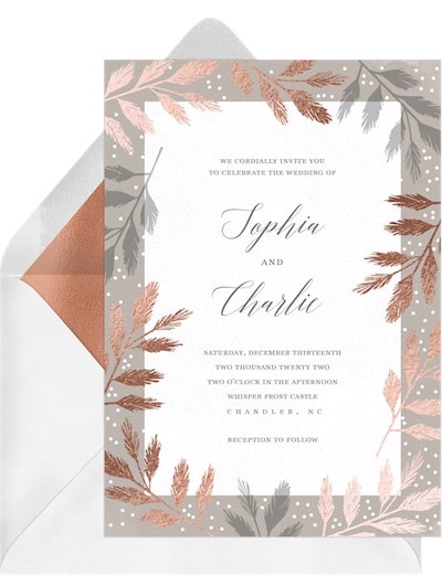 玫瑰金婚禮請柬：Foiled Branches Invitation