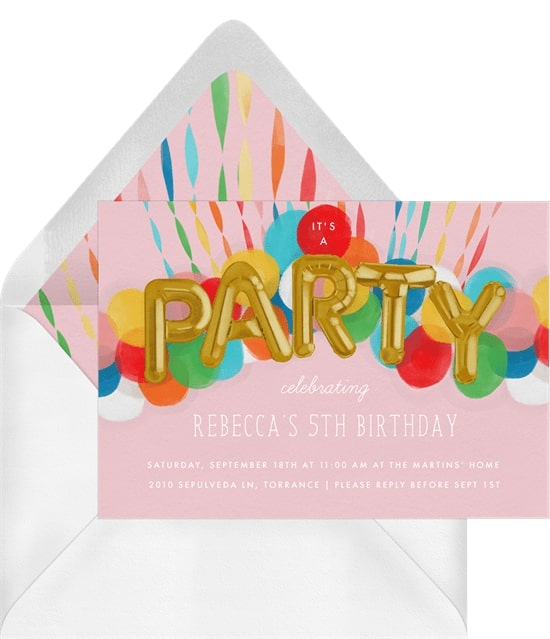 彩虹生日派對：彩虹氣球請柬
