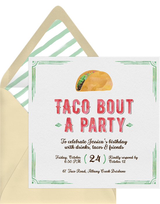 塔可派對的想法：Taco Bout 派對邀請