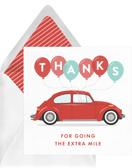 感謝老師的卡片：Greenvelope 的 Extra Mile Card