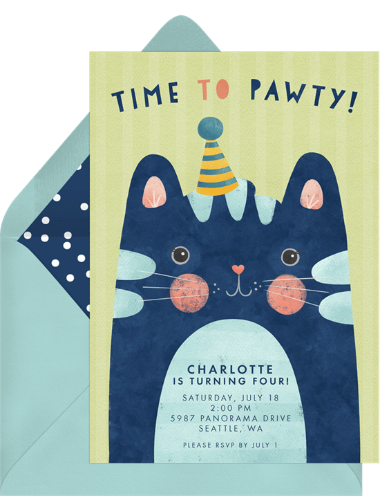 生日請柬模板：Pawty 生日請柬時間