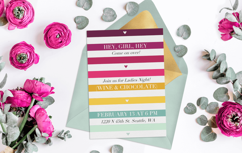 以 Galentine 節邀請為特色的花卉平面