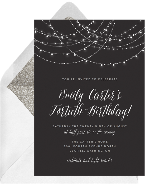 80歲生日請柬：Sparkling Lights String Invitation
