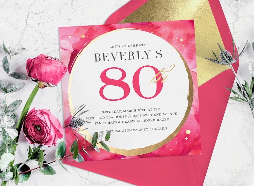 80 歲生日請柬：Beverly 的 80 歲生日請柬