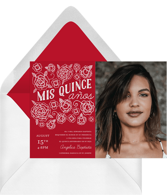 quinceanera 派對：Greenvelope 的 Mis Quince Años 邀請