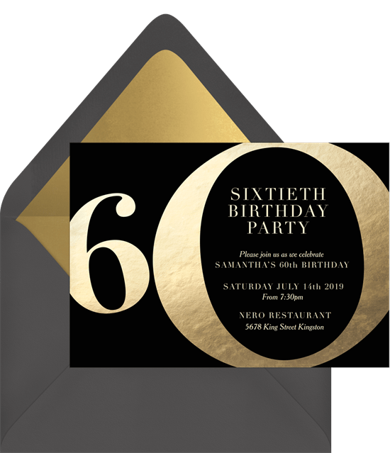 60 歲生日派對創意：Greenvelope 的 Golden 60 Invitation