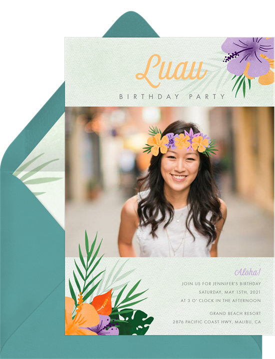 luau 派對：來自 Greenvelope 的 Luau Crown 邀請