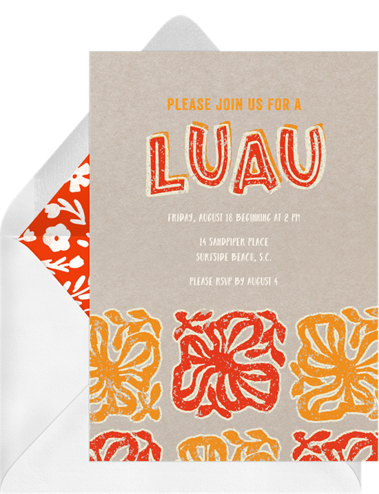 luau 派對：Greenvelope 的 Luau 郵票邀請函