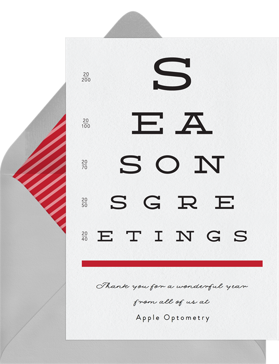來自 Greenvelope 的 Eye Chart 商務聖誕賀卡