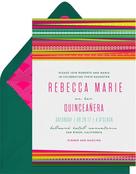 來自 Greenvelope 的 Llama Love Quinceañera 邀請函