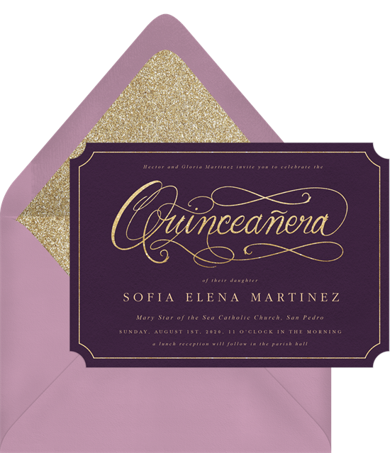 來自 Greenvelope 的 Quinceañera 腳本邀請