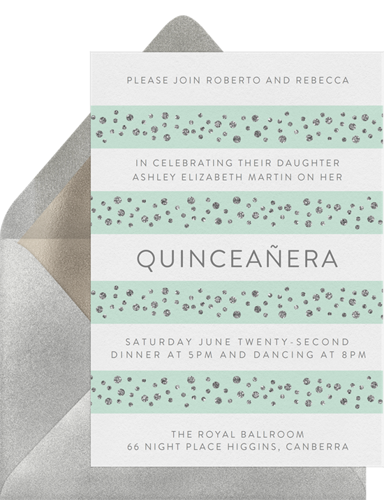 戴上來自 Greenvelope 的鑽石 Quinceañera 邀請函