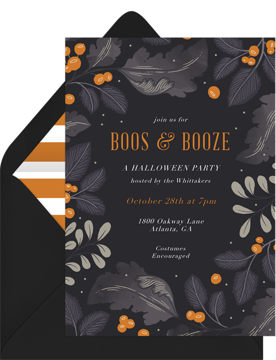 來自 Greenvelope 的 Boos & Booze 萬聖節邀請函