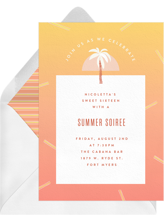 Sweet 16 邀請函：Greenvelope 的 Perfect Summer Vibes 邀請函設計