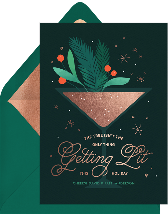 Greenvelope 的 Lit Martini 節日快樂卡