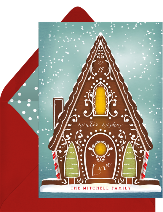 Greenvelope 的 Gingerbread House 節日快樂卡