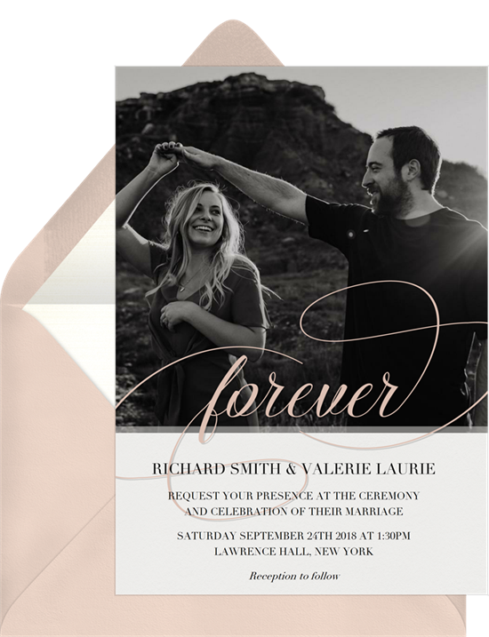 來自 Greenvelope 的 Forever Script 正式婚禮請柬
