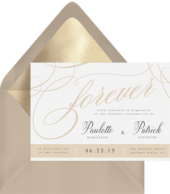 來自 Greenvelope 的美麗 Forever 活版婚禮請柬