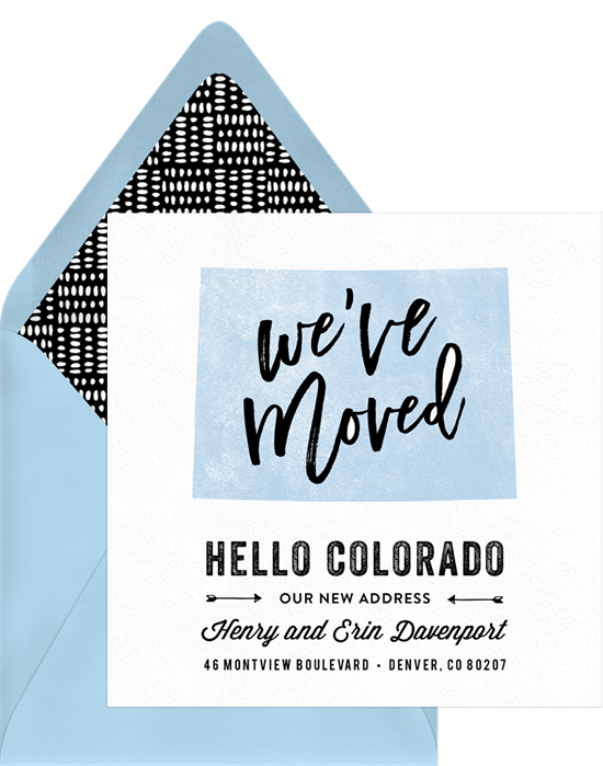 來自 Greenvelope 的 Hello Colorado 搬家公告