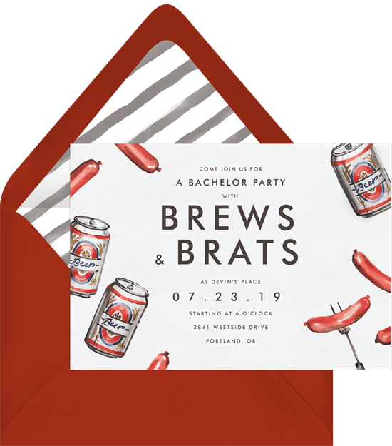 單身派對的想法：邀請參加 brews & brats BBQ