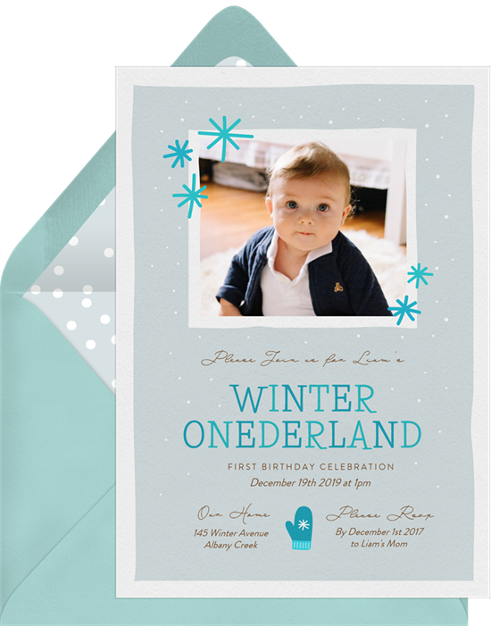 一歲生日邀請函：Greenvelope 的 Winter Onederland 邀請函設計