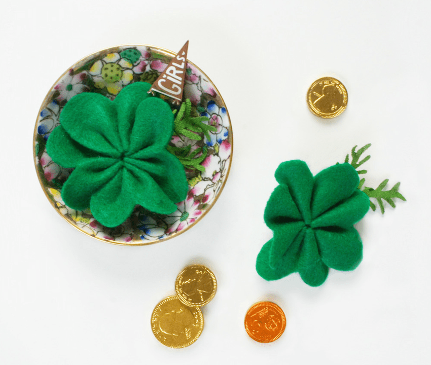 聖帕特里克節風格三葉草胸針 - Greenvelope and Marabou Design
