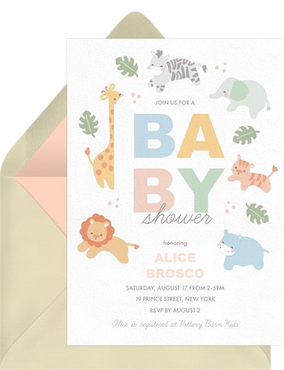 嬰兒送禮會請柬：Wild Little Baby Invitation