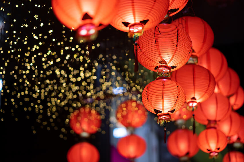 中國新年祝福：中國新年的紅燈籠