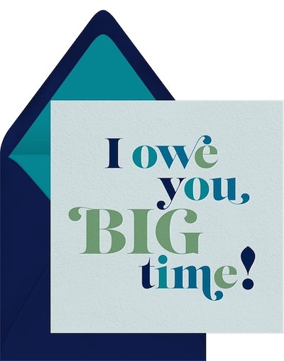 定制感謝卡：Big Time Card