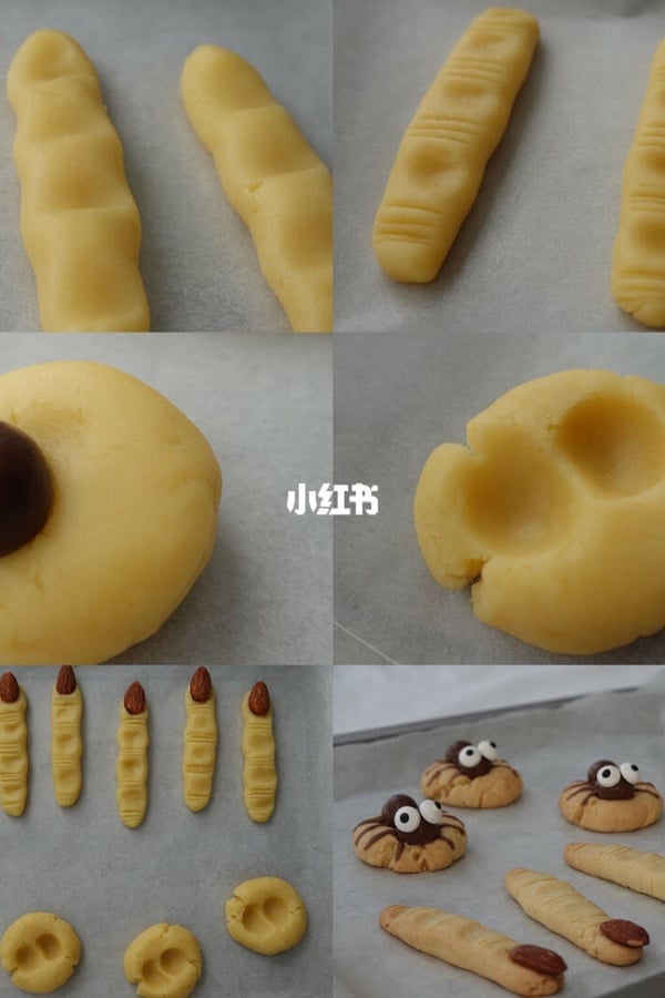 一系列圖片展示瞭如何製作餅乾。
